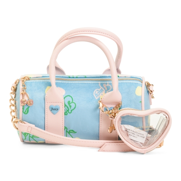 Juicy Couture Handbags - Juicy Couture Pastel Blue & Pink Heart Accent Satchel